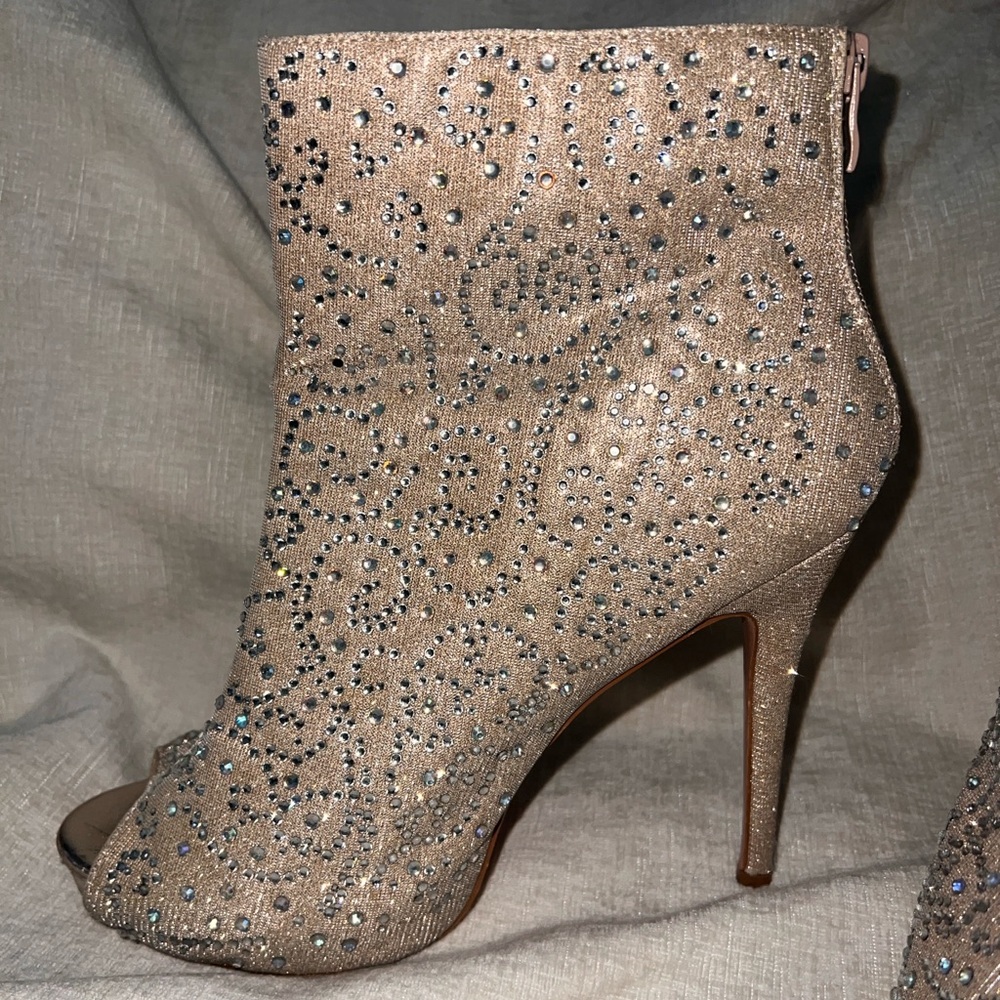Lauren Lorraine Sparkling Nude/Tan Heeled Boots